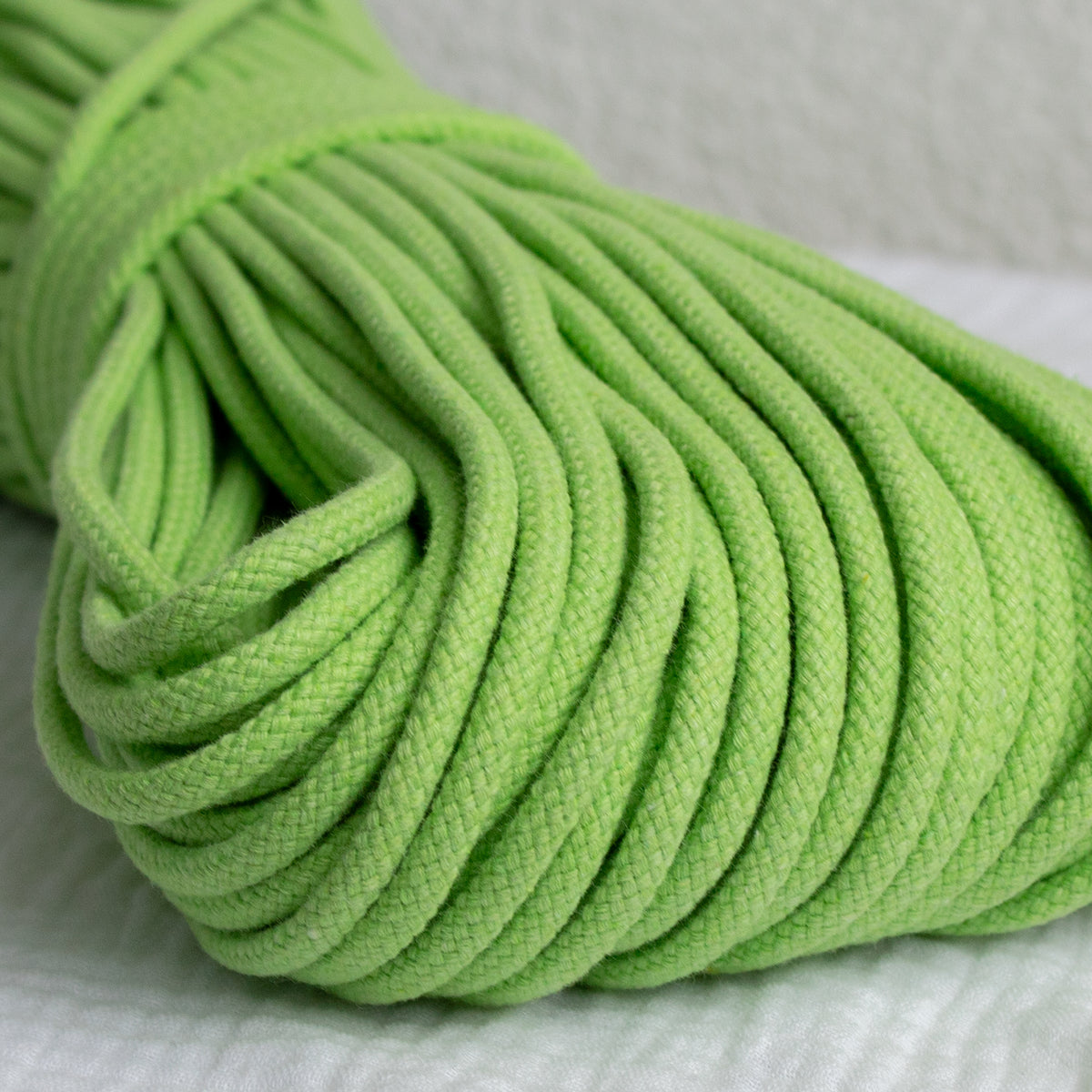 Cotton Cord 5mm, 50 meters. Lime Green color