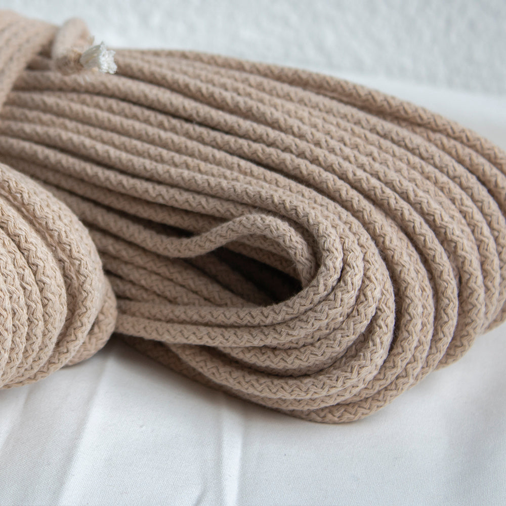 Braided Cotton Cord 5.5 mm, 50 meters BEIGE new color