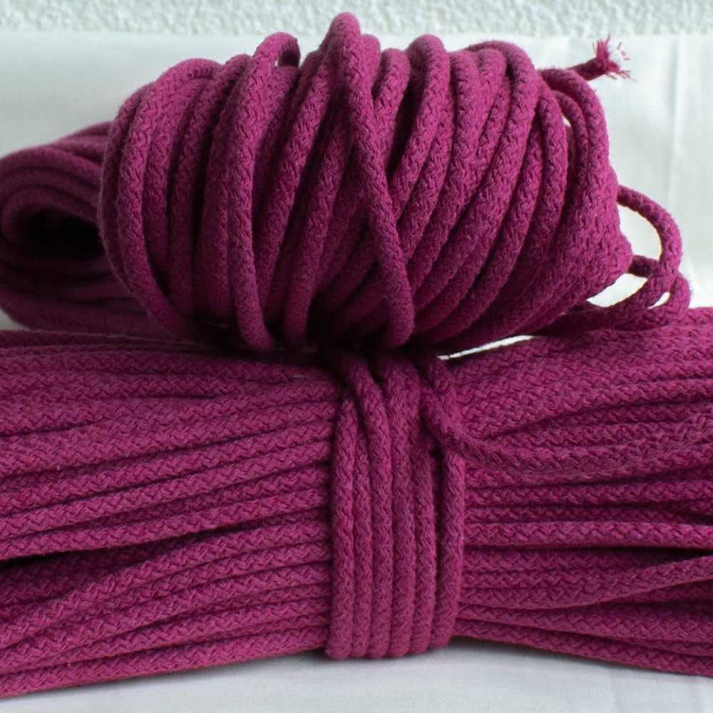 Cotton Cord 5.5 mm, 50 meters. DARK FUCHSIE color