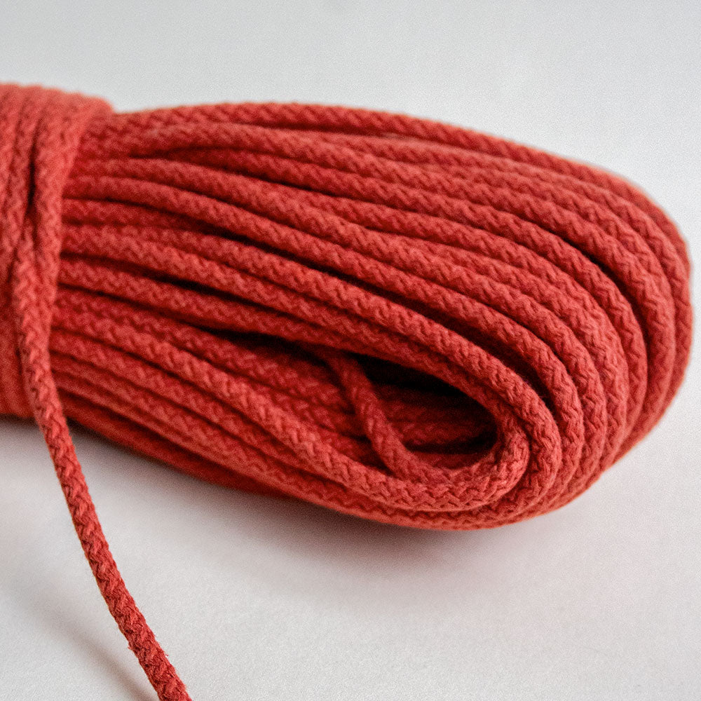 Braided Cotton Cord 5.5 mm, 50 meters Terracotta color