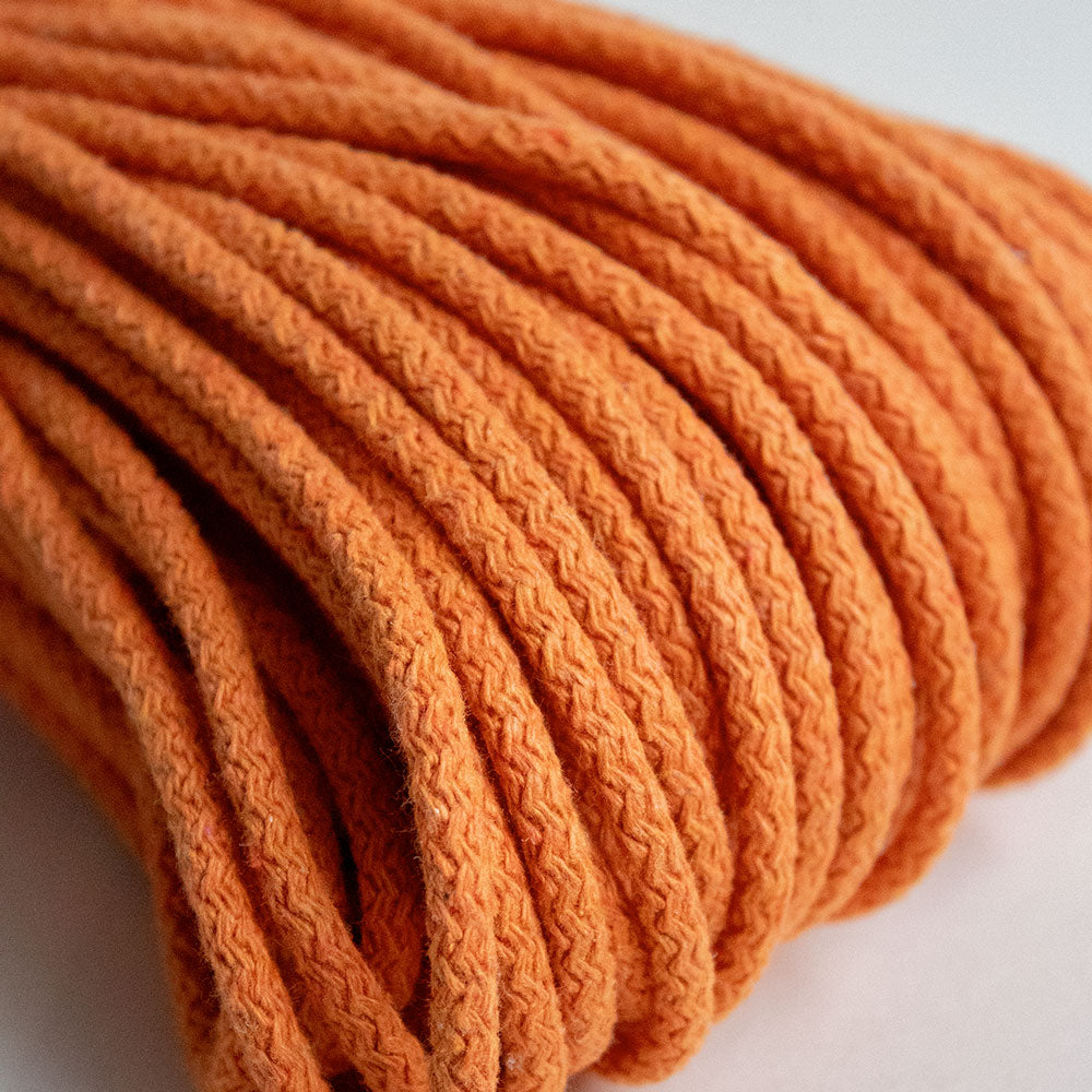 Braided Cotton Cord 5.5 mm, 50 meters ORANGE color