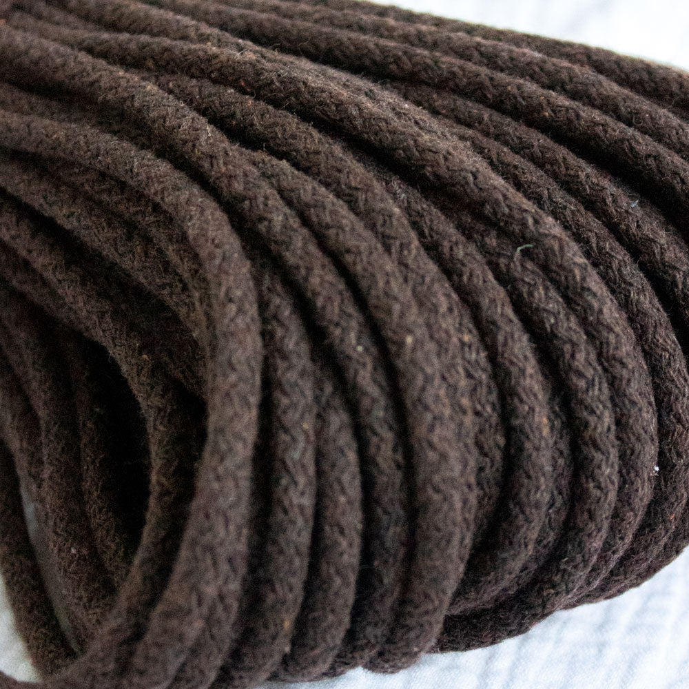 Braided Cotton Cord 5.5 mm, 50 meters BROWN color