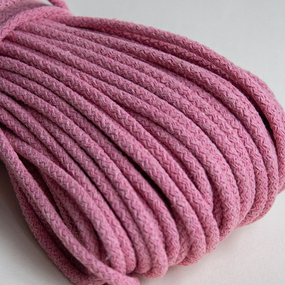Braided Cotton Cord 5.5 mm, 50 meters DUSTY ROSE color