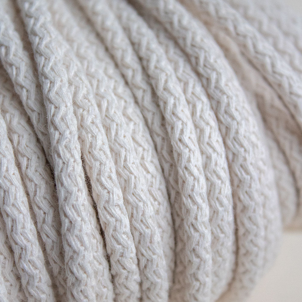 Braided Cotton Cord 5.5 mm, 50 meters IVORY color