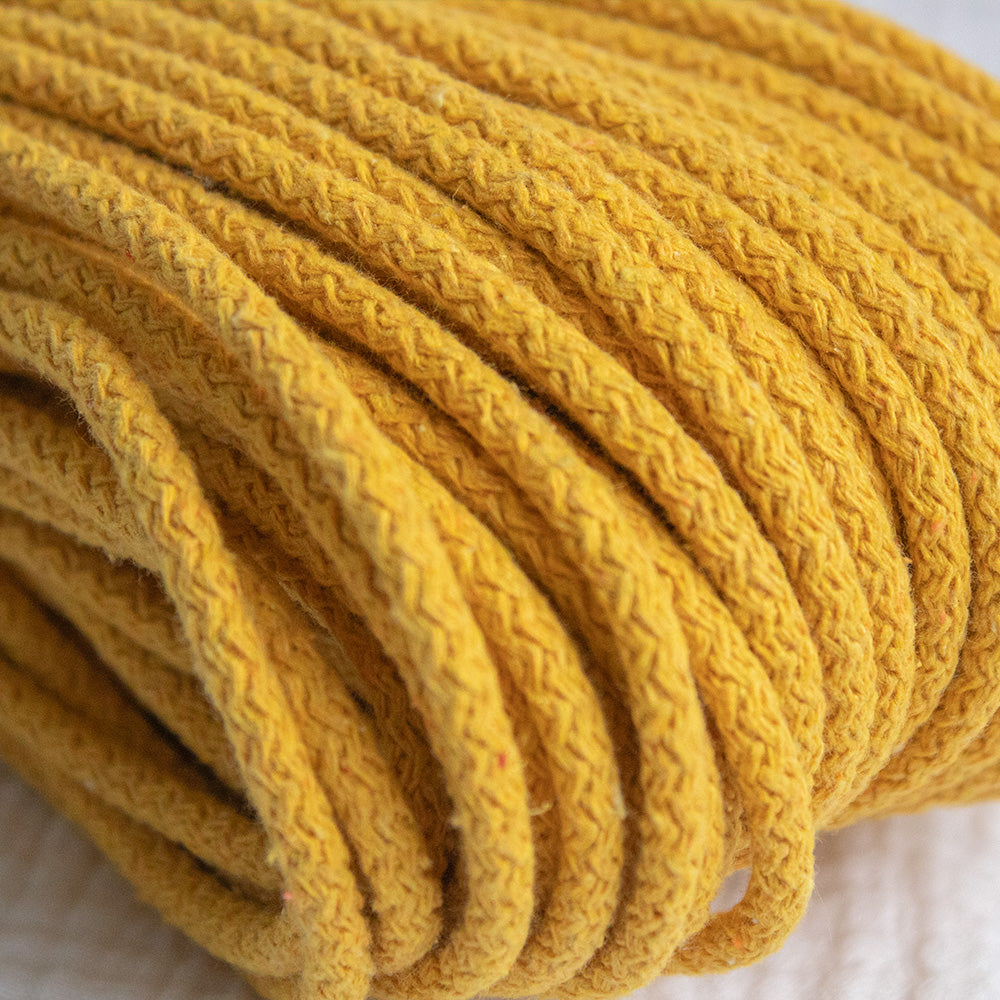 Braided Cotton Cord 5.5 mm, 19 meters MUSTARD color