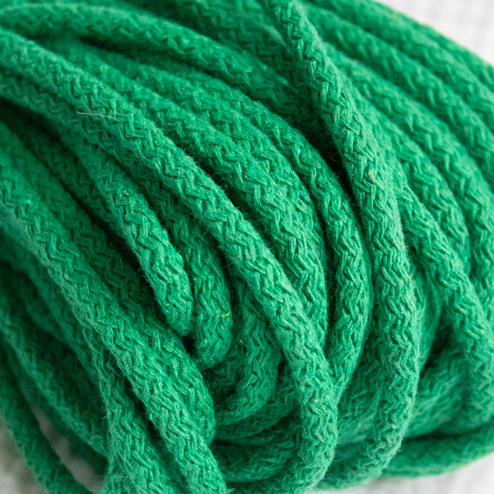 Braided Cotton Cord 5.5 mm, 50 meters GREEN color