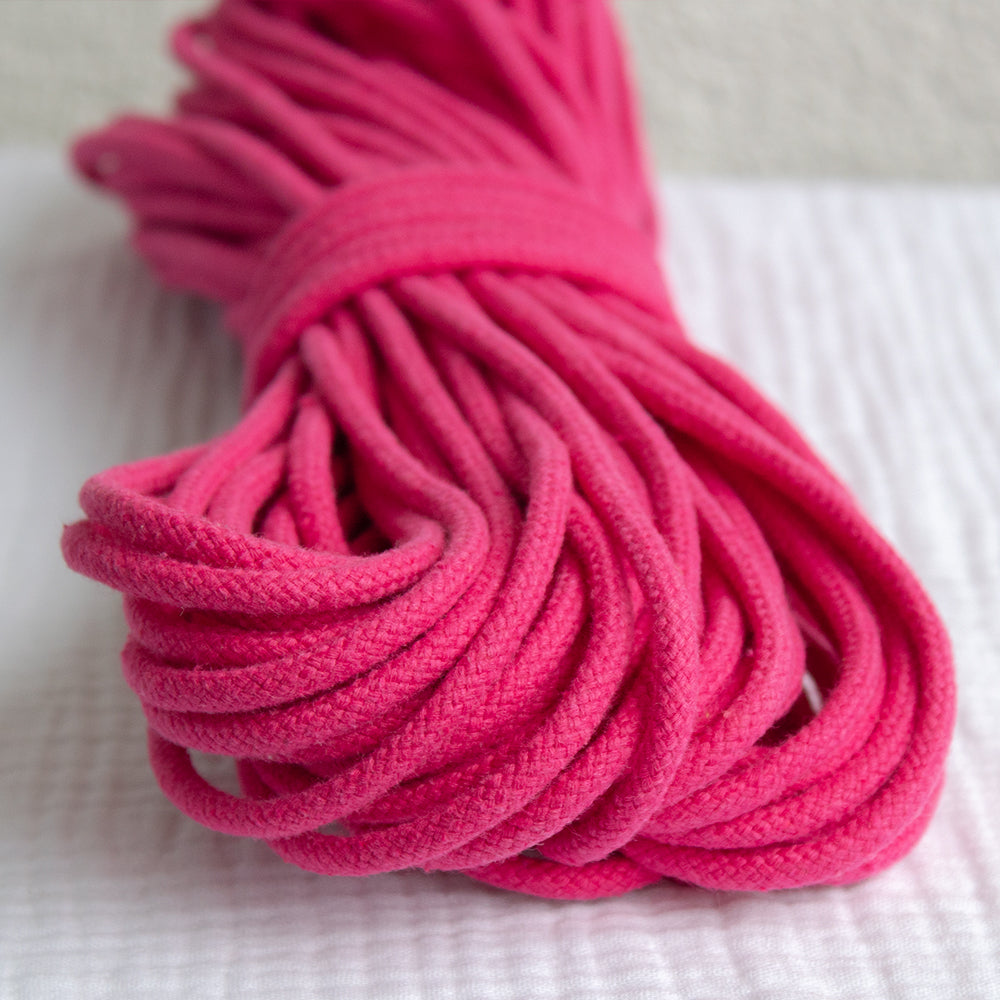 Cotton Cord 5mm, 50 meters. FUCHSIE color
