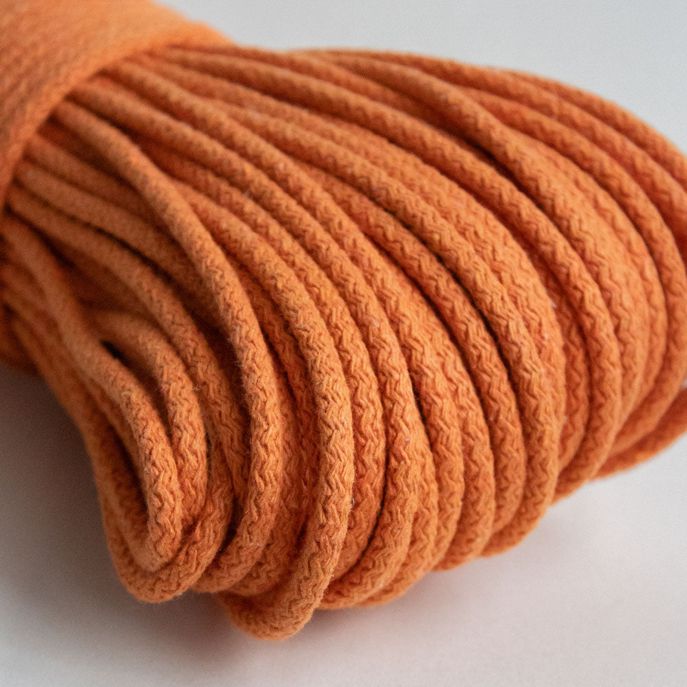 Braided Cotton Cord 5.5 mm, 50 meters ORANGE color