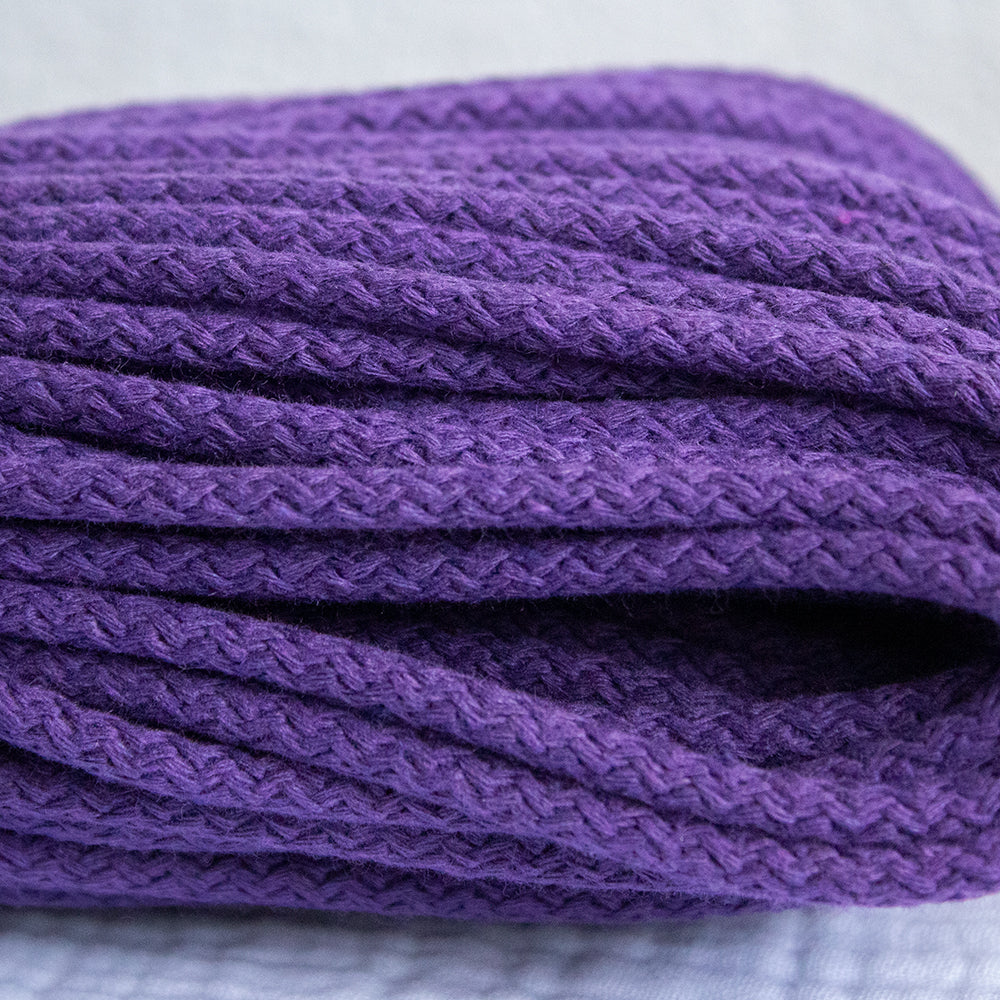 Braided Cotton Cord 5.5 mm, 50 meters. PURPLE color
