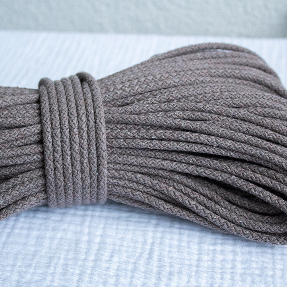Braided Cotton Cord 5.5 mm, 50 meters TAUPE color
