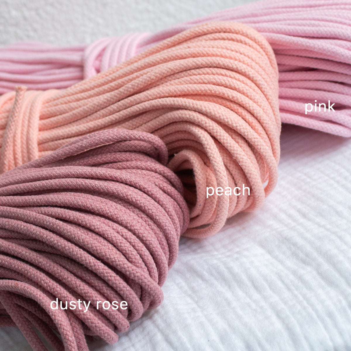 Cotton Cord 5 mm, 50 meters. Dusty Rose color