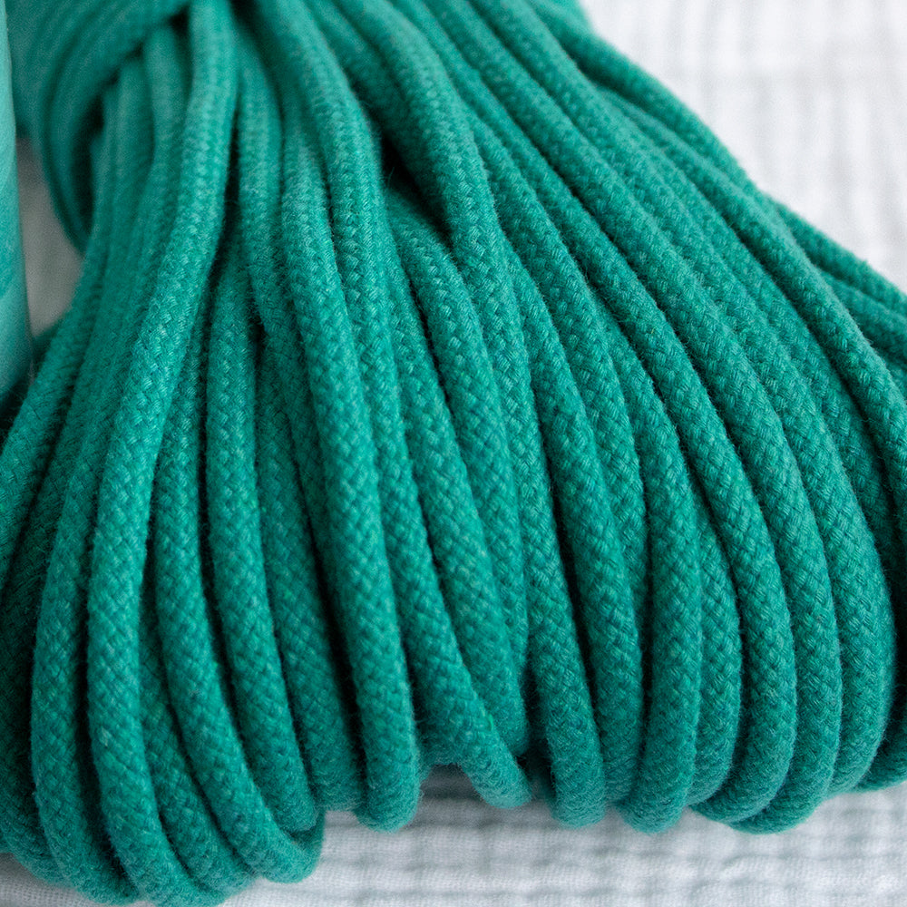 Cotton Cord 5mm, 50 meters. AQUA color