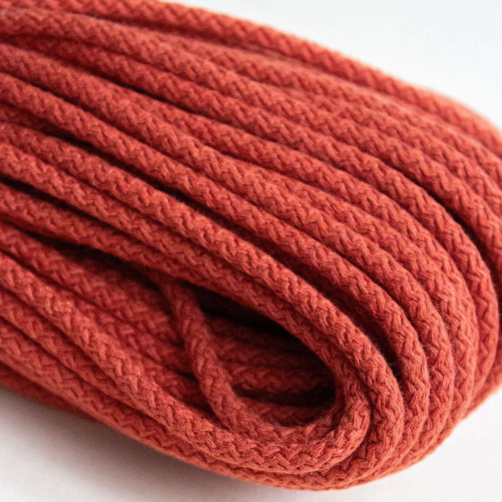 Braided Cotton Cord 5.5 mm, 50 meters Terracotta color