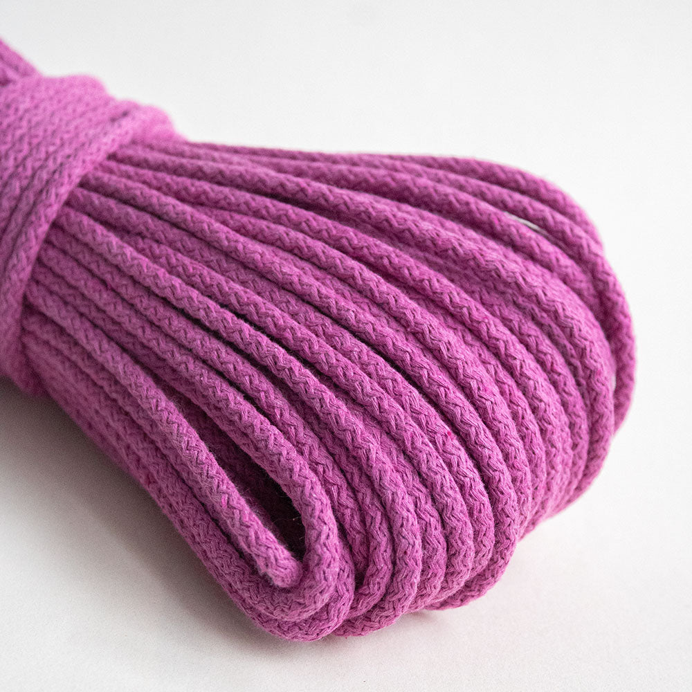 Braided Cotton Cord 5.5 mm, 50 meters ORCHID color