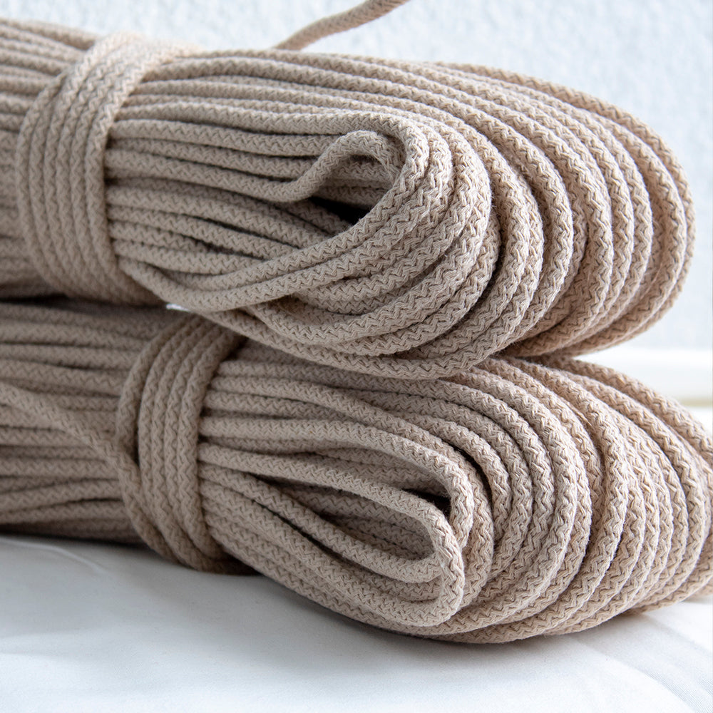 Braided Cotton Cord 5.5 mm, 50 meters BEIGE new color