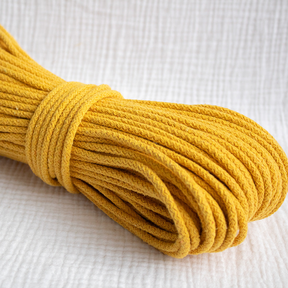 Braided Cotton Cord 5.5 mm, 50 meters MUSTARD color