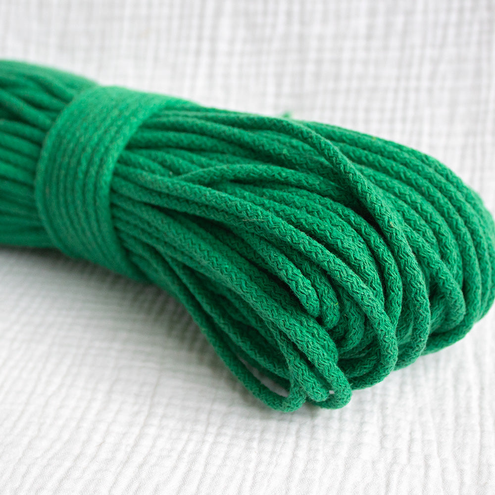 Braided Cotton Cord 5.5 mm, 50 meters GREEN color