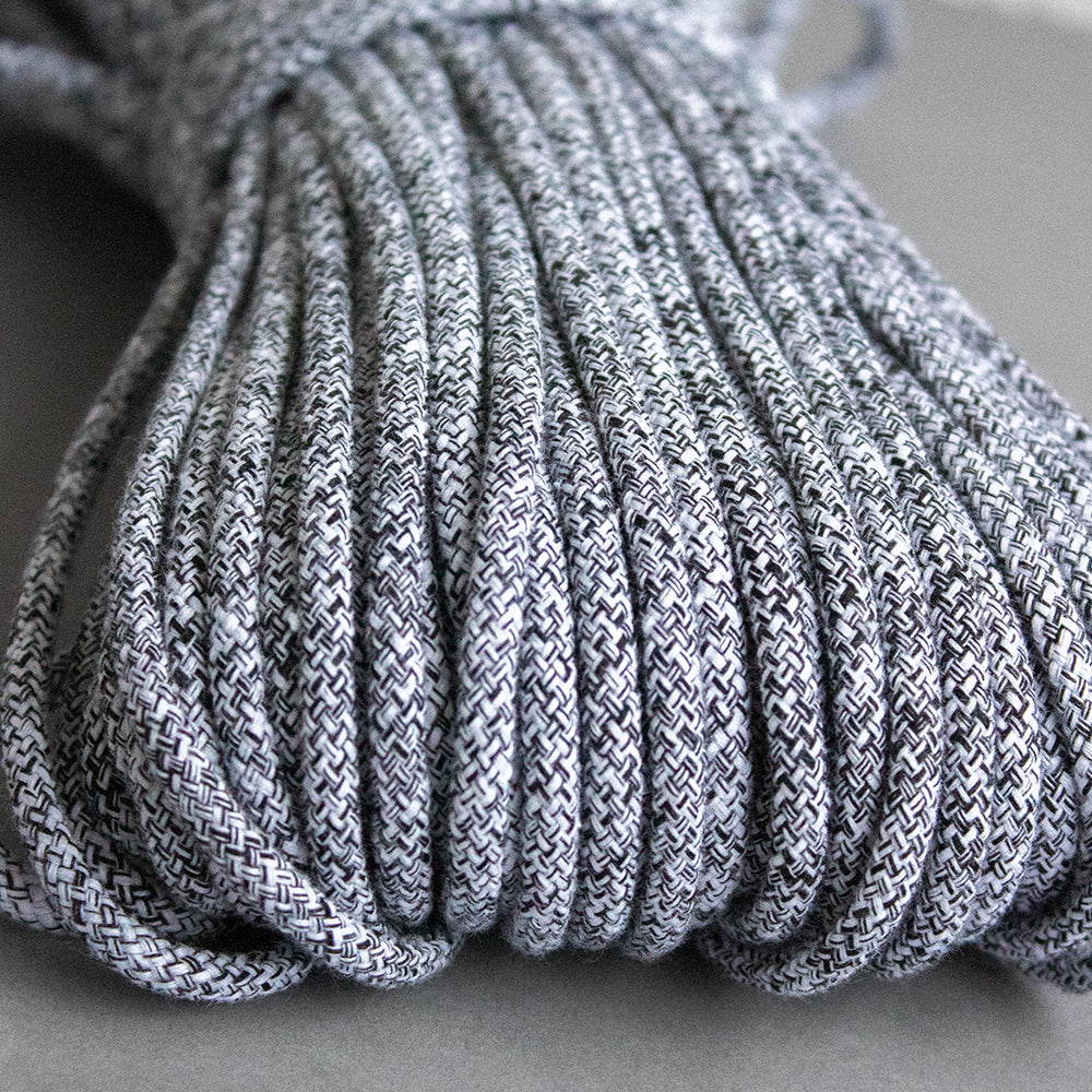 Cotton Cord 5mm, 50 meters. MELANGE black and white