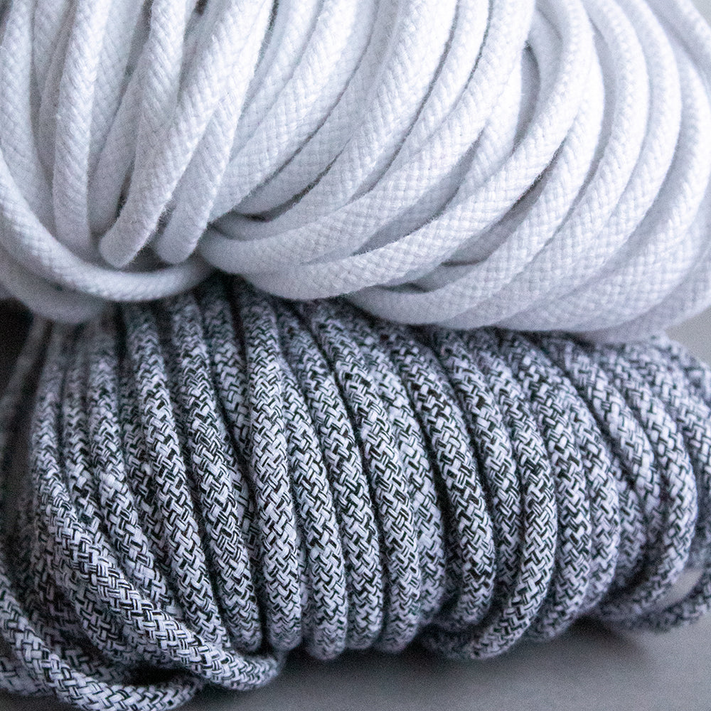 Cotton Cord 5mm, 50 meters. MELANGE black and white