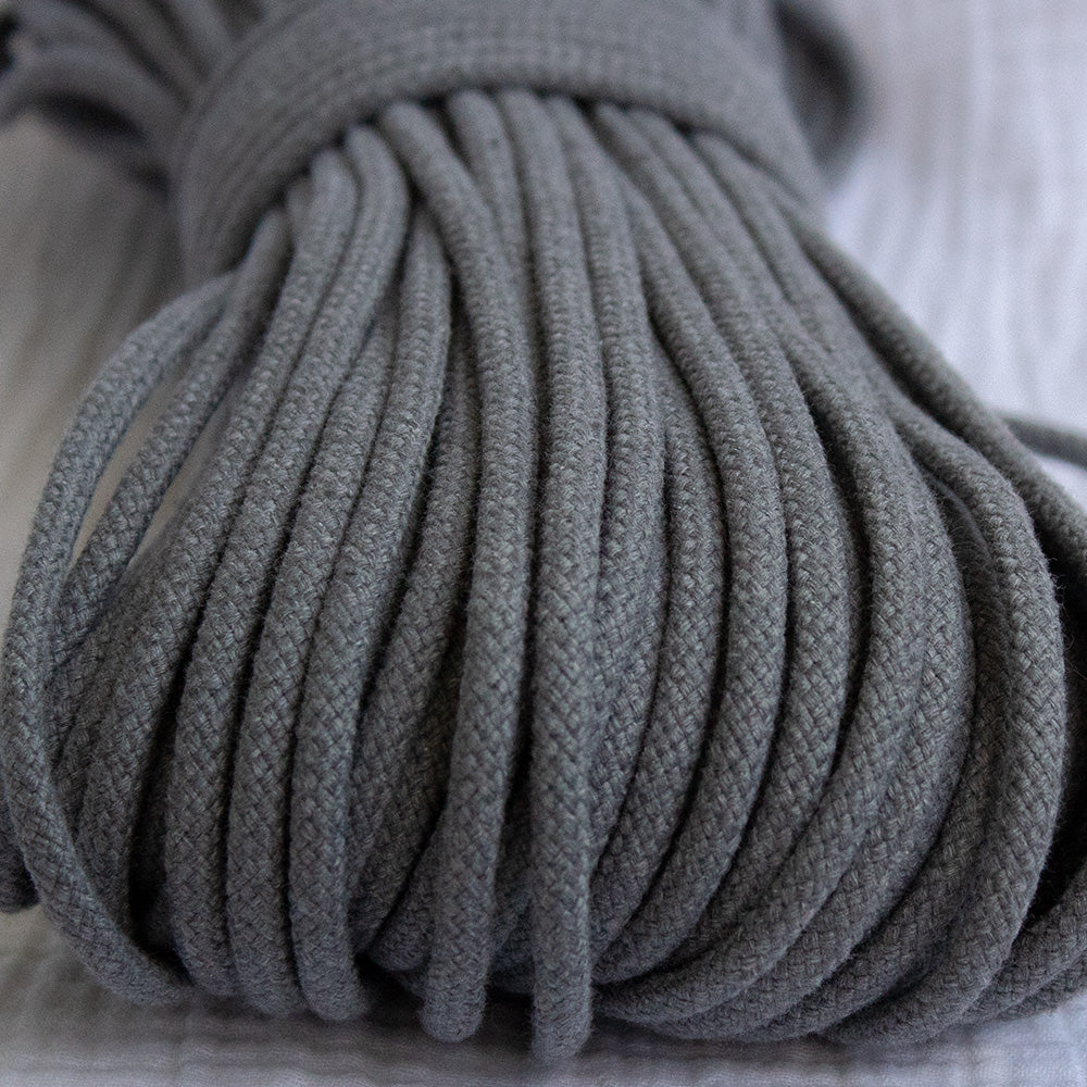 Cotton Cord 5mm, 50 meters. DARK GRAY color