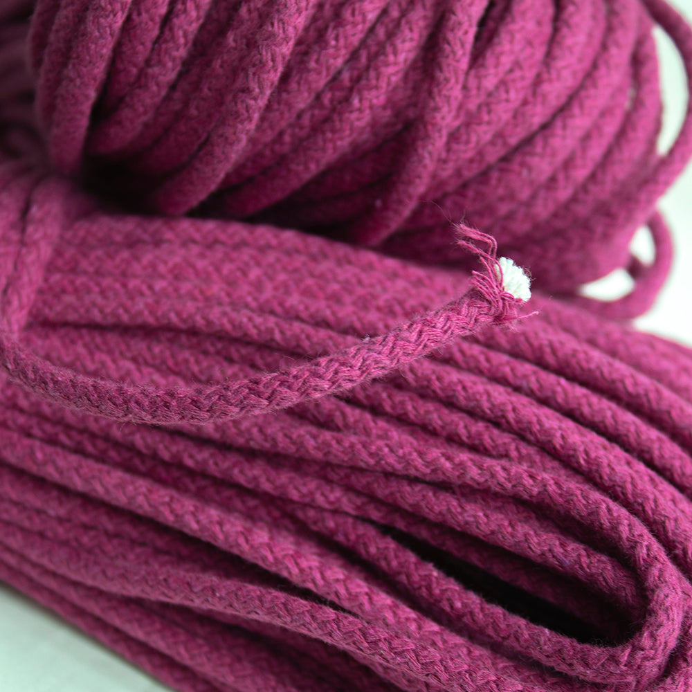 Cotton Cord 5.5 mm, 50 meters. DARK FUCHSIE color