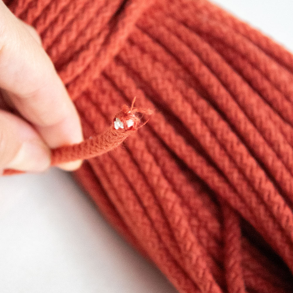 Braided Cotton Cord 5.5 mm, 50 meters Terracotta color