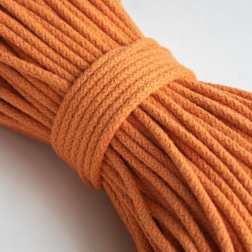 Braided Cotton Cord 5.5 mm, 50 meters ORANGE color