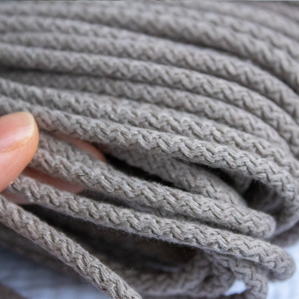 Braided Cotton Cord 5.5 mm, 50 meters LATTE color