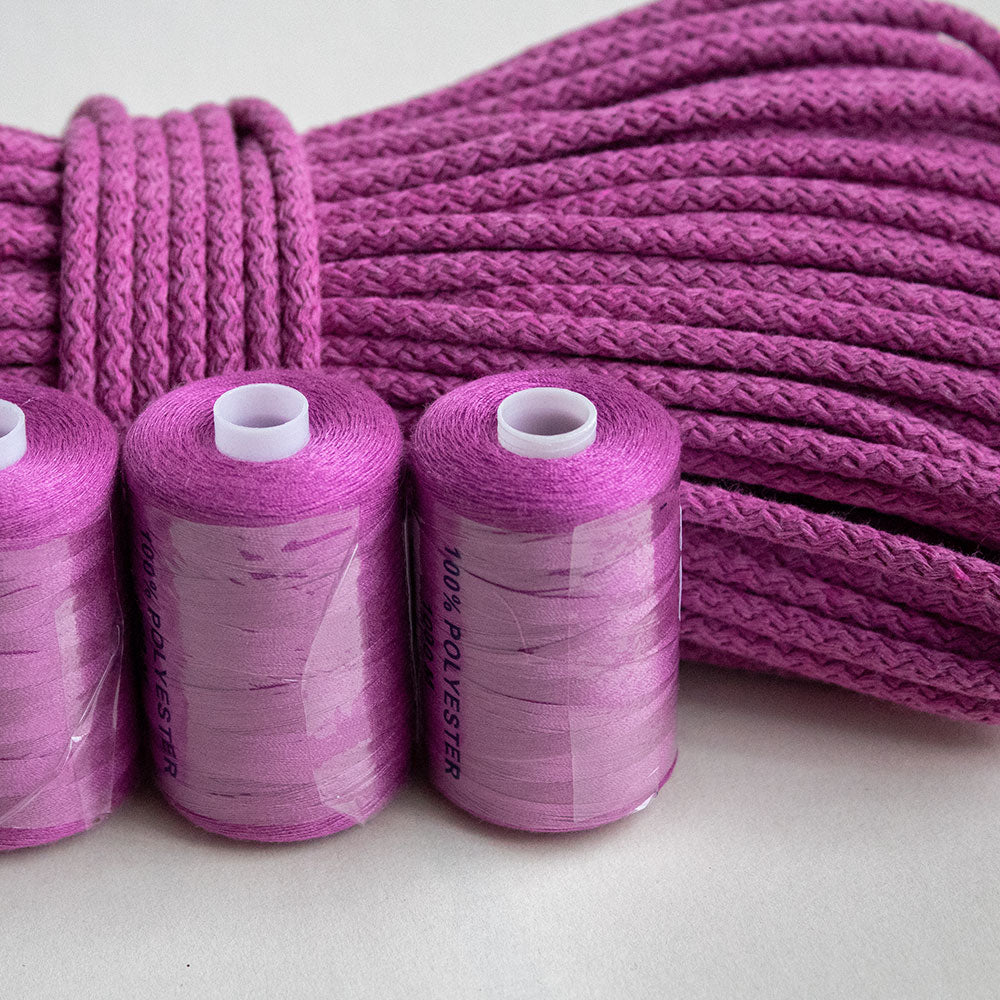 Braided Cotton Cord 5.5 mm, 50 meters ORCHID color