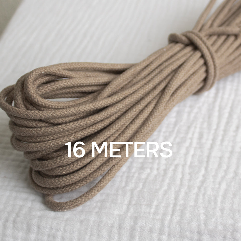 Cotton Cord 5mm, 16 meters. LATTE color