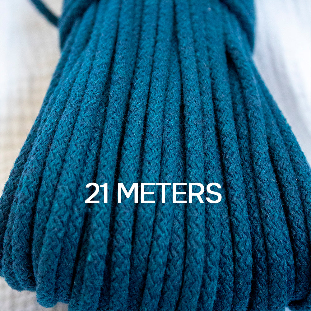Braided Cotton Cord 5.5 mm, 21 meters Blue color