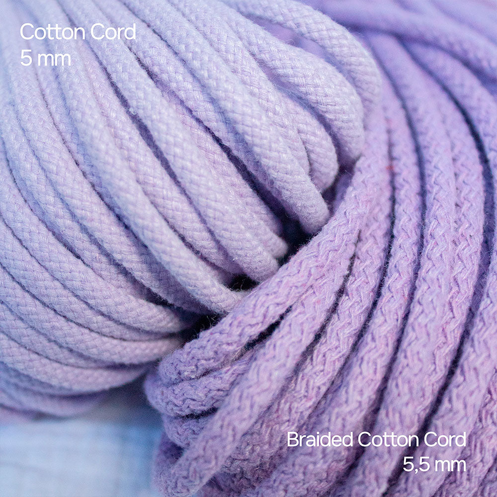 Cotton Cord 5mm, 50 meters. LILAC color