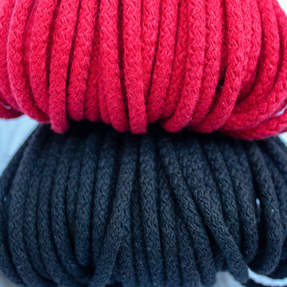 Braided Cotton Cord 5.5 mm, 50 meters RED color