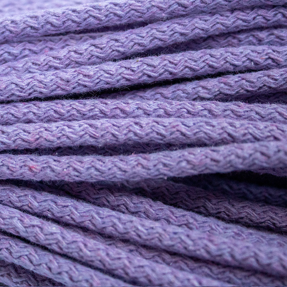 Braided Cotton Cord 5.5 mm, 50 meters. LILAC color
