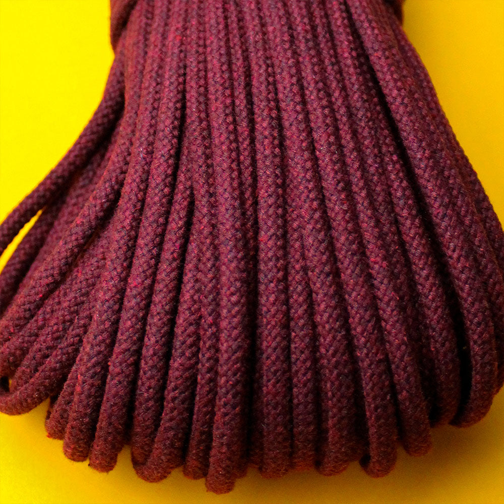 Cotton Cord 5 mm, 50 meters. MAROON (Burgundy) color