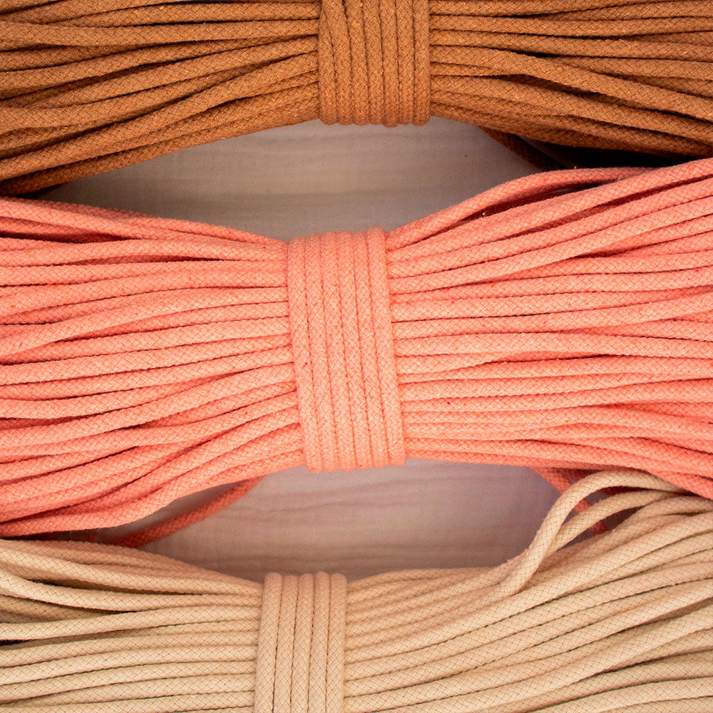Cotton Cord 5 mm, 50 meters. PEACH color