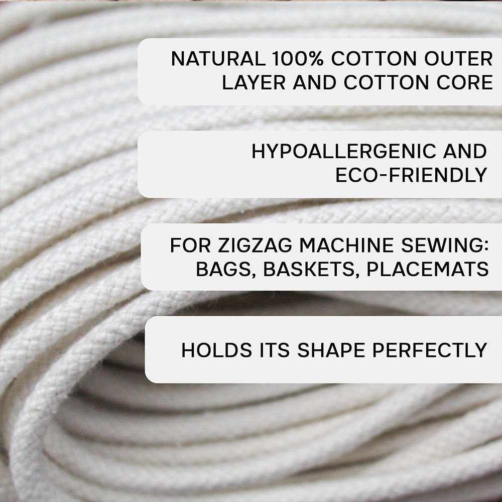 Cotton Cord 5mm, 50 meters. IVORY color
