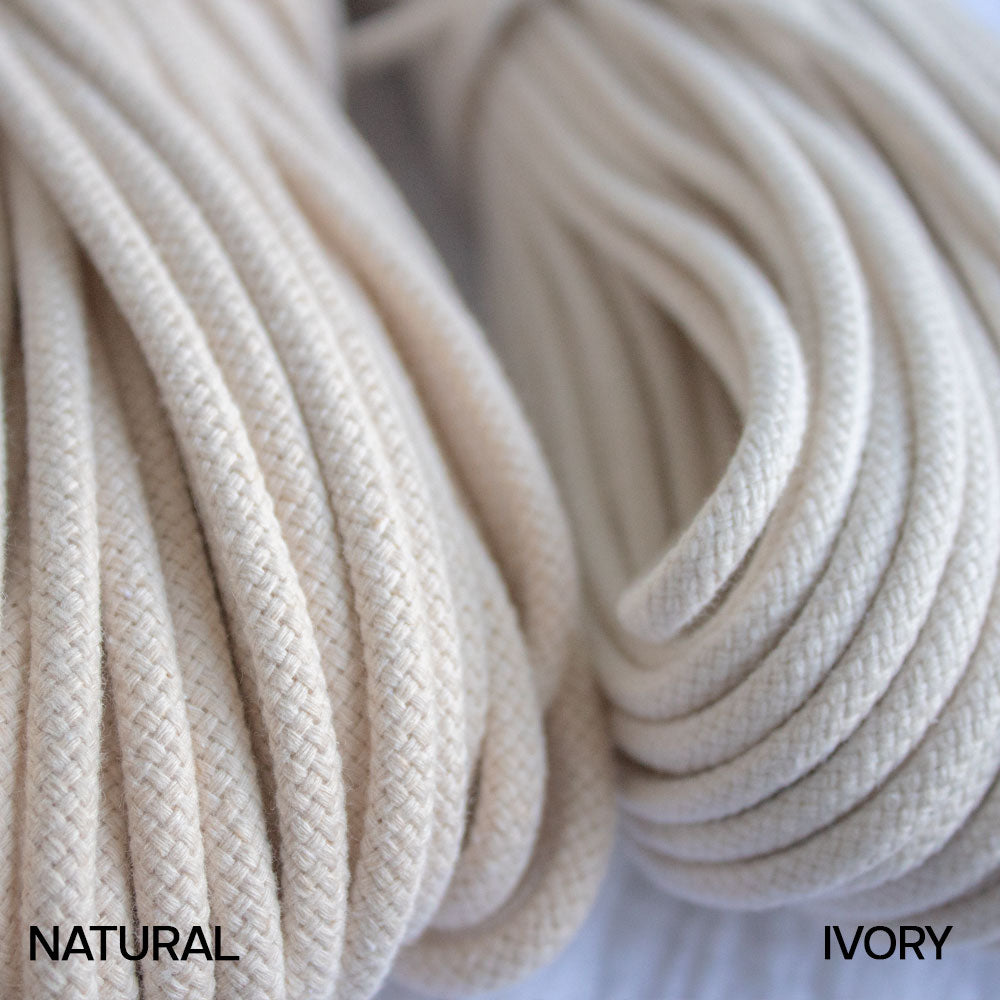 Cotton Cord 5mm, 50 meters. IVORY color
