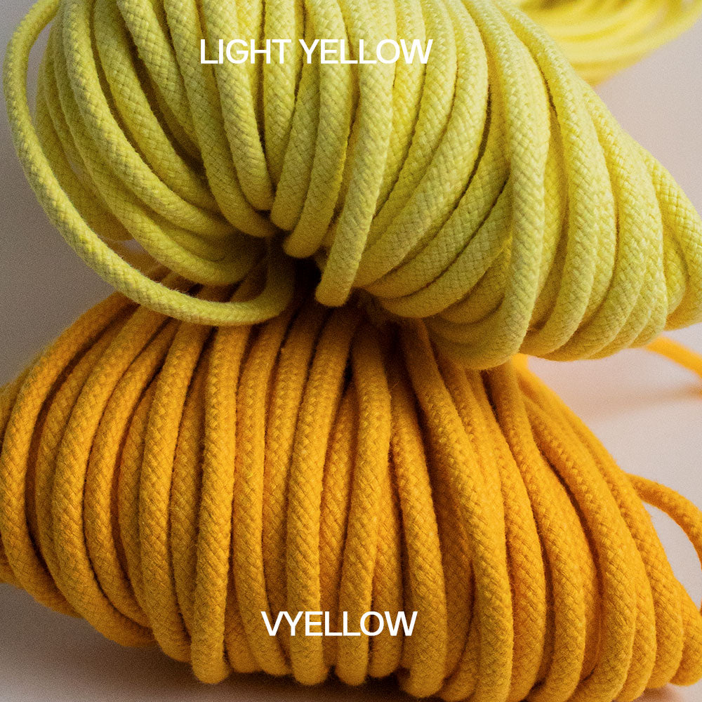 Cotton Cord 5 mm, 50 meters. LIGHT YELLOW color