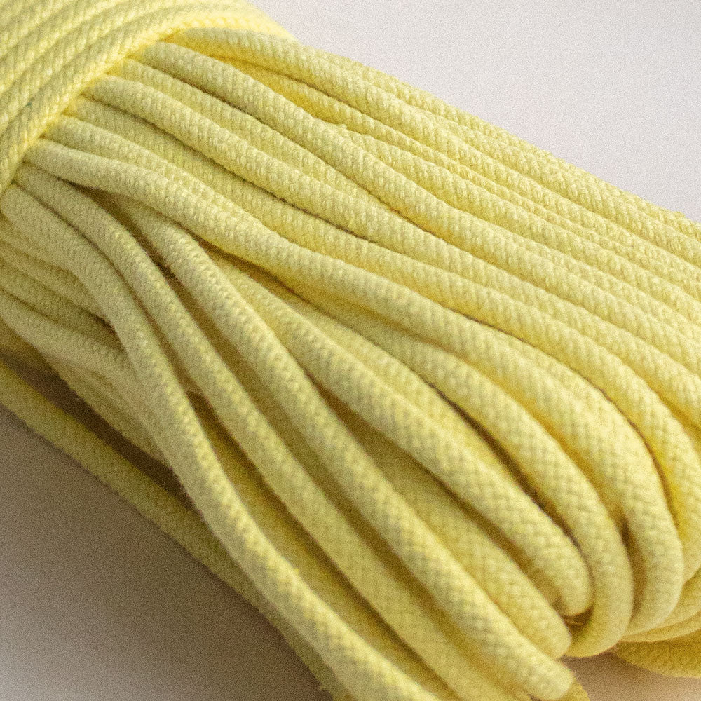 Cotton Cord 5 mm, 50 meters. LIGHT YELLOW color