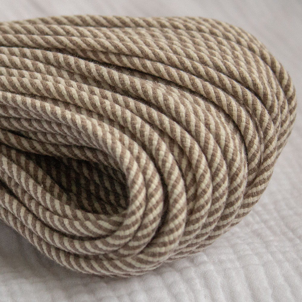 Cotton Cord 5mm, 50 meters. Twisted Latte and Ivory Colors