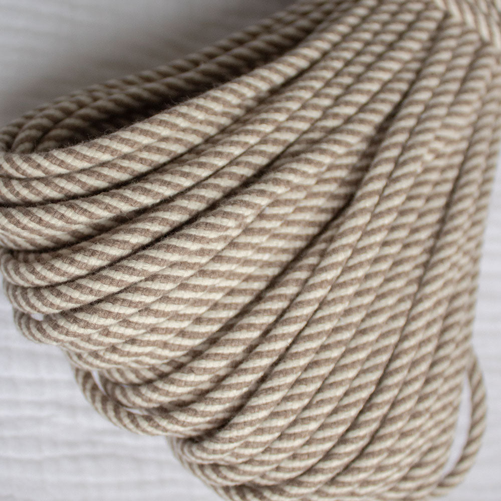 Cotton Cord 5mm, 50 meters. Twisted Latte and Ivory Colors