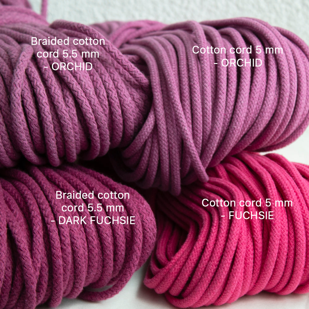 Cotton Cord 5mm, 50 meters. FUCHSIE color